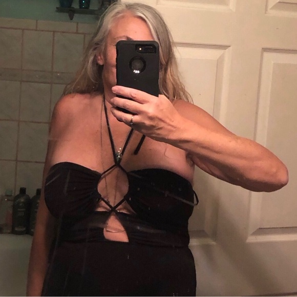 Black Dress w/ Openings In Front - Picture 1 of 7